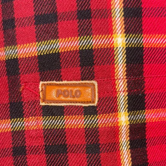 Polo Ralph Lauren Red and Black Plaid Button Down Shirt thick cotton L Vintage - Picture 2 of 4